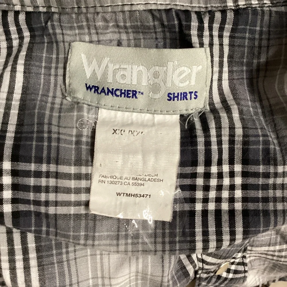 WRANGLER Men's (Size XXL) Short Sleeve Collared Pearl Snap Plaid Shirt‎ 42S